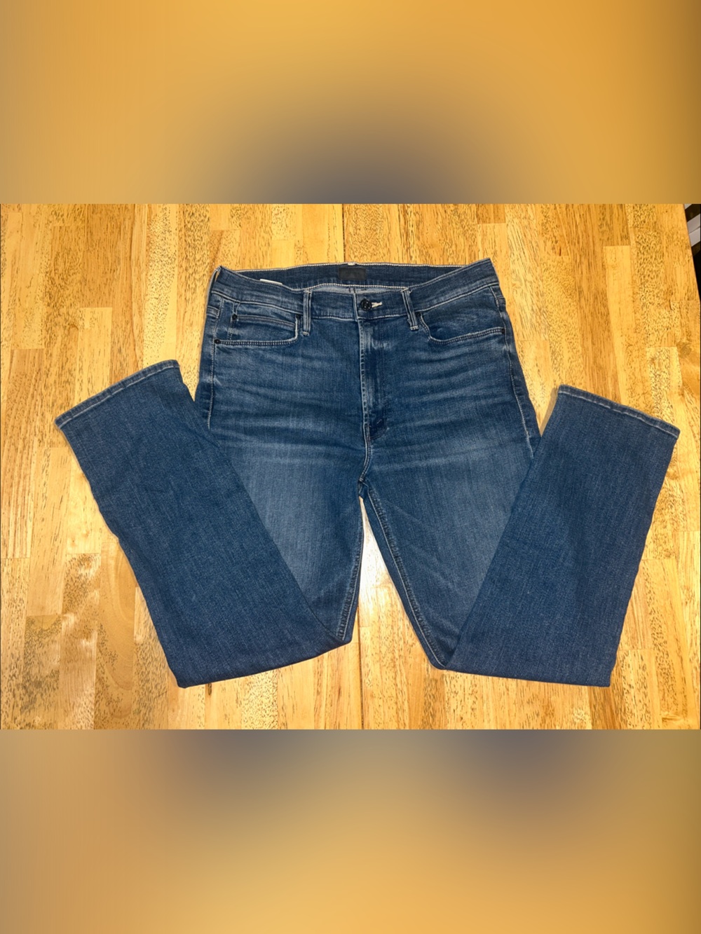 MOTHER Denim The Mid Rise Dazzler Ankle Wish On A Star Blue Jeans
